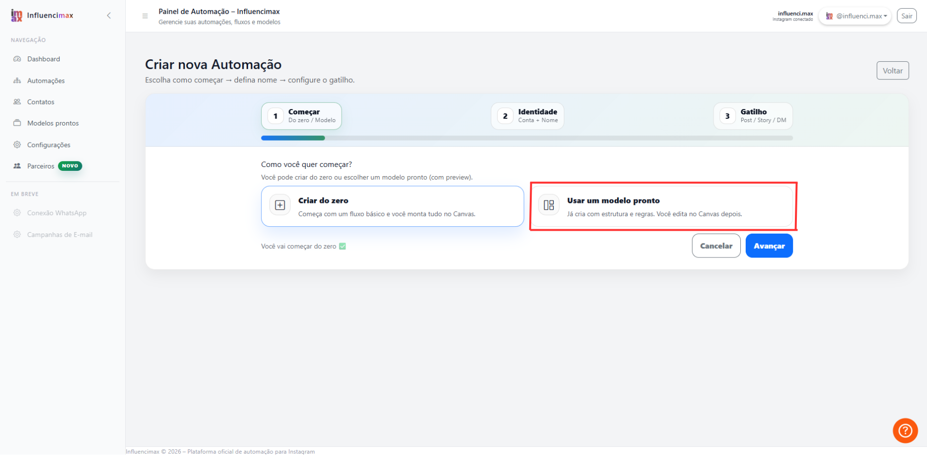 Button to access or create automations from templates
