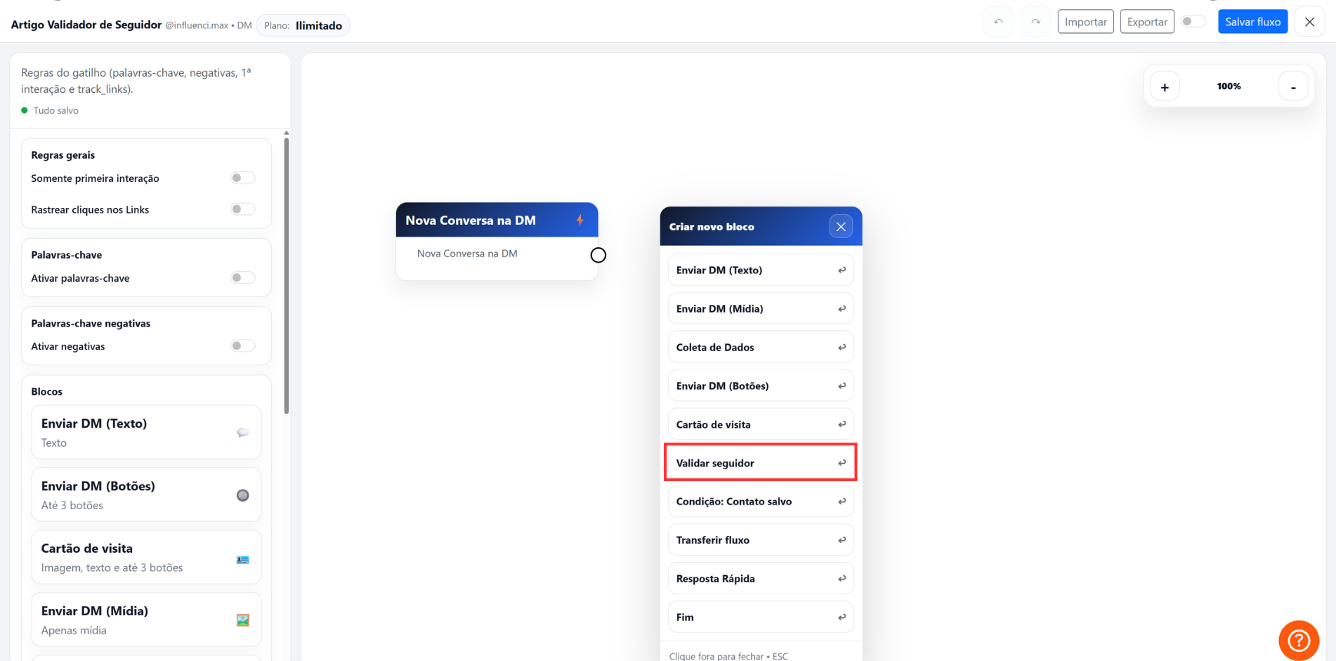 Tela inicial do artigo sobre Validador de Seguidor na InfluenciMax