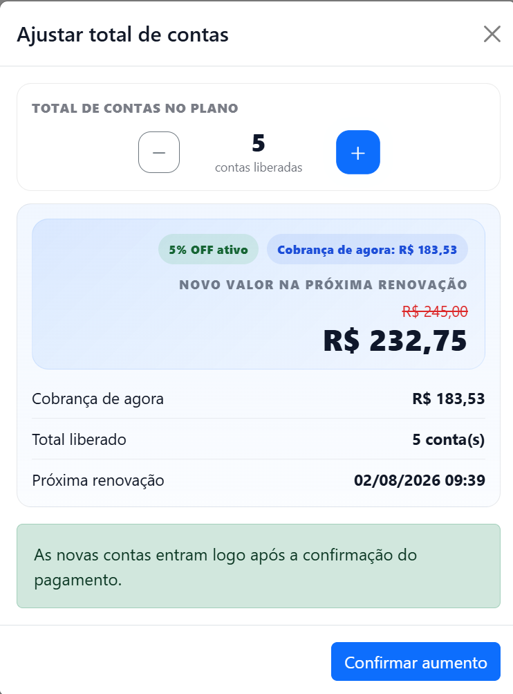 Tela com contas do Instagram conectadas na InfluenciMax