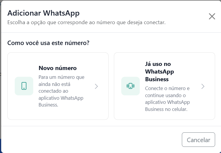 Seção de configurações do WhatsApp na InfluenciMax