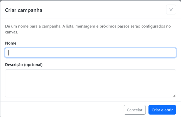 Criação de campanha de WhatsApp na InfluenciMax
